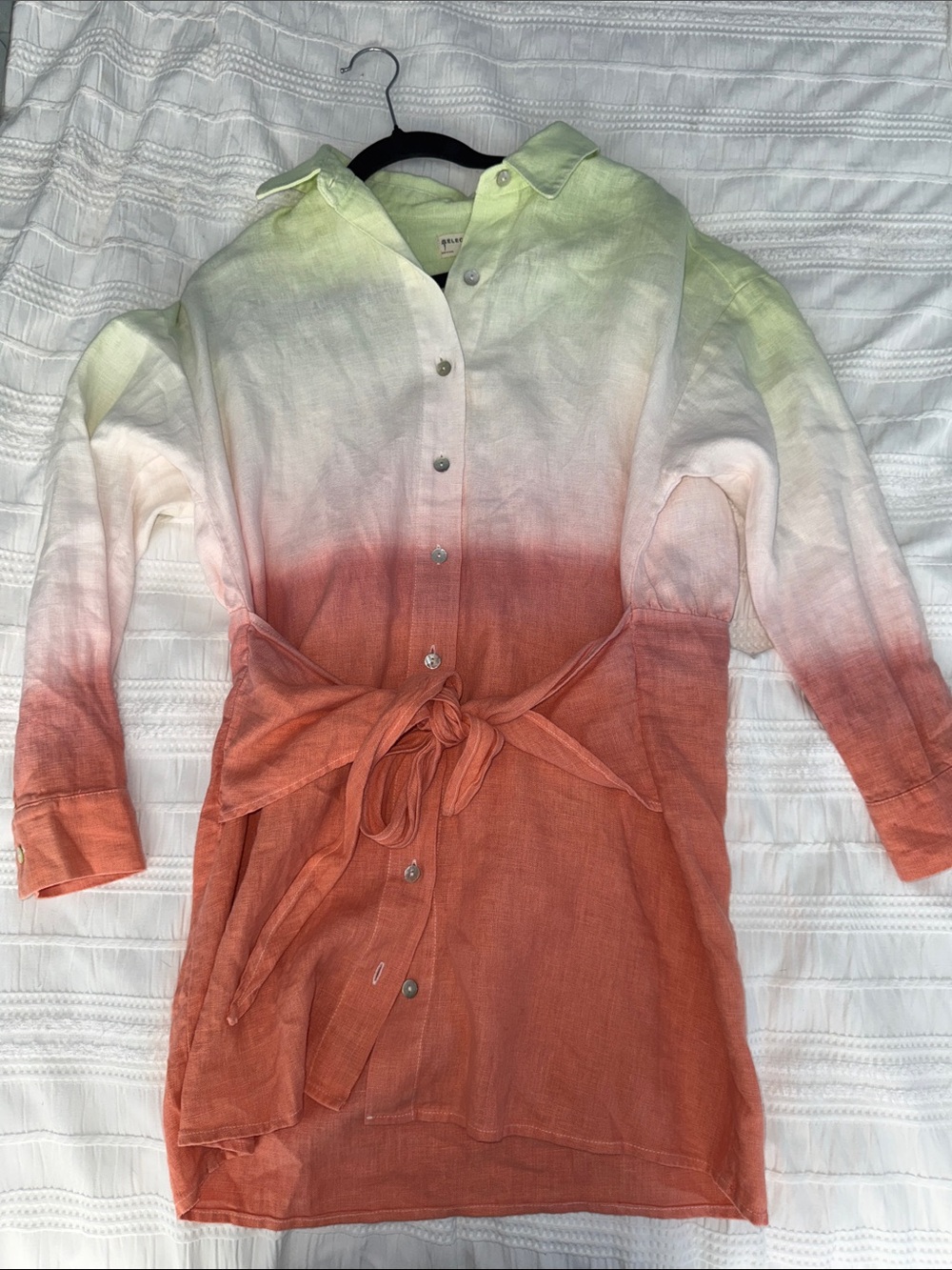 Electric & Rose Pale Green Linen Button-Up